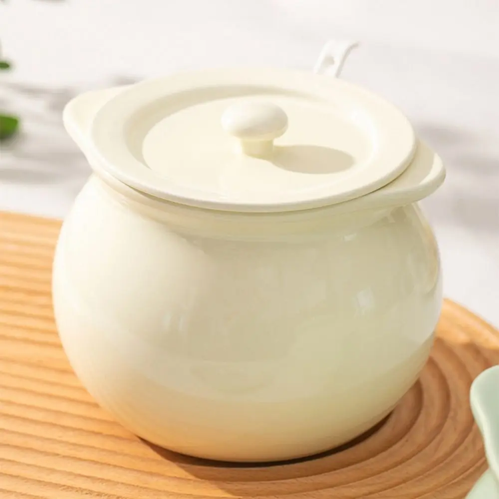 Large Capacity Ceramic Lard Jar High Temperature Resistant Kitchen Storage Containers Household Storage Jars with Lid