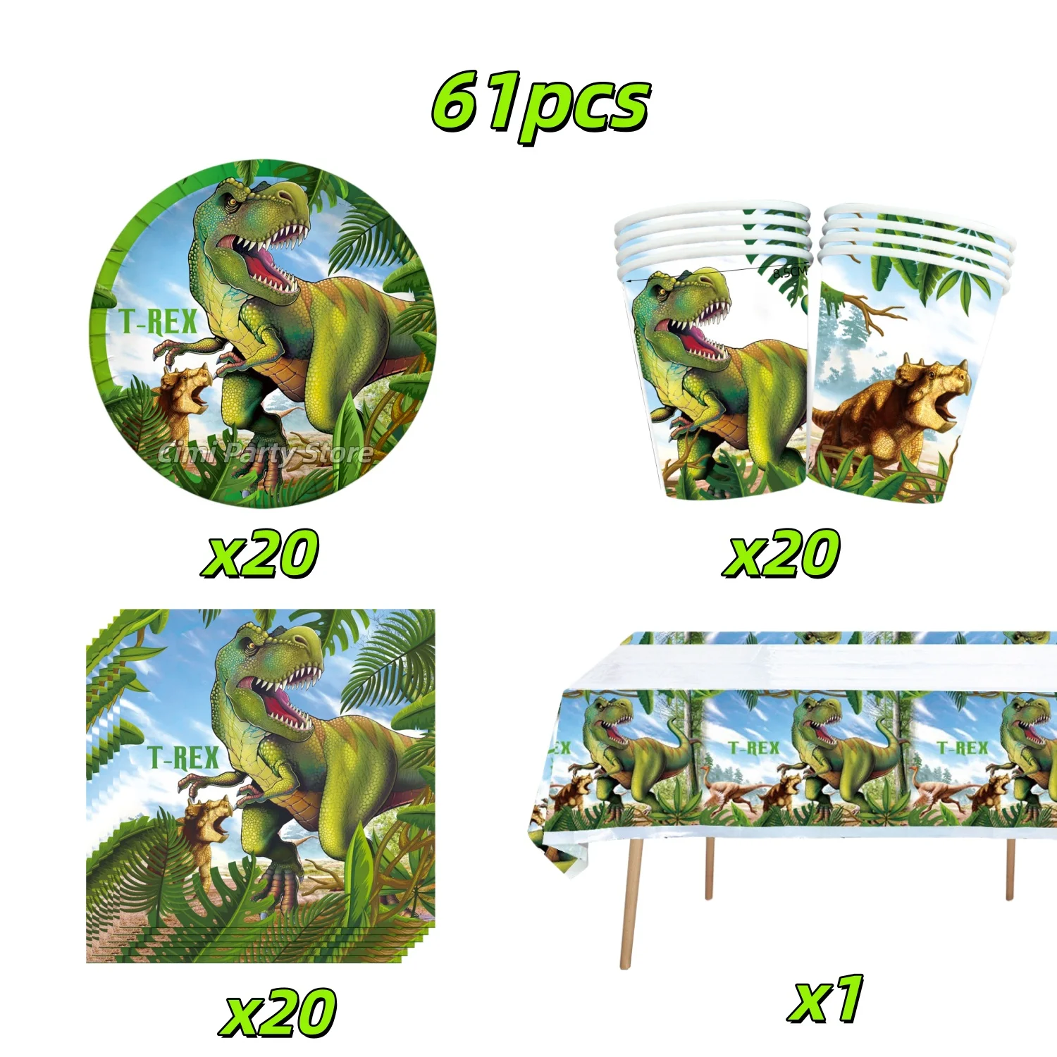 Dinosaurier-Geburtstagsparty-Dekoration Partyzubehör Gastgeschenke Tischware-Set Banner Zahlenballon-Set Kinder-Geburtstag Babyparty – Detail 7
