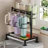 Estante escurridor ajustable para vasos y botellas