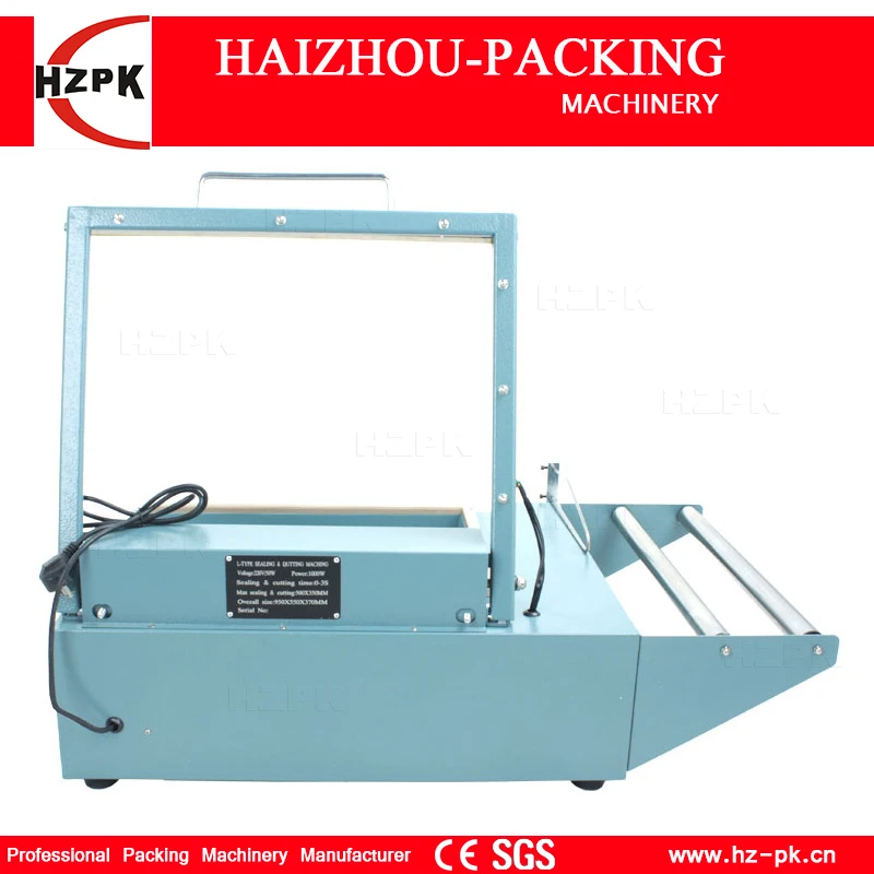 HZPK L Type Sealing And Cutting Plastic Film Bag PP PVC POF Heating Wire Sealer Small Packing Machine 49*34cm Seal Length