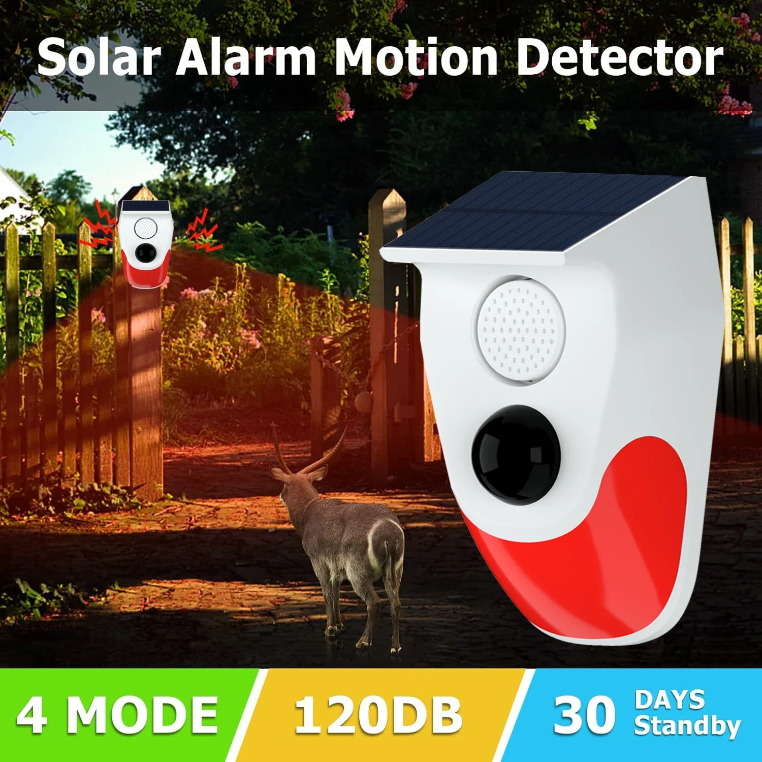 Security Protection Motion Sensor Alarm Security System Wireless Rechargeable Indoor/Outdoor Home Strobe Siren Motion Detector