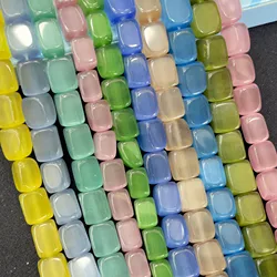 컬러풀 고양이 눈 사각형 천연석, 느슨한 스페이서 비즈, 쥬얼리 제작, DIY 팔찌 목걸이 액세서리, 8x9mm