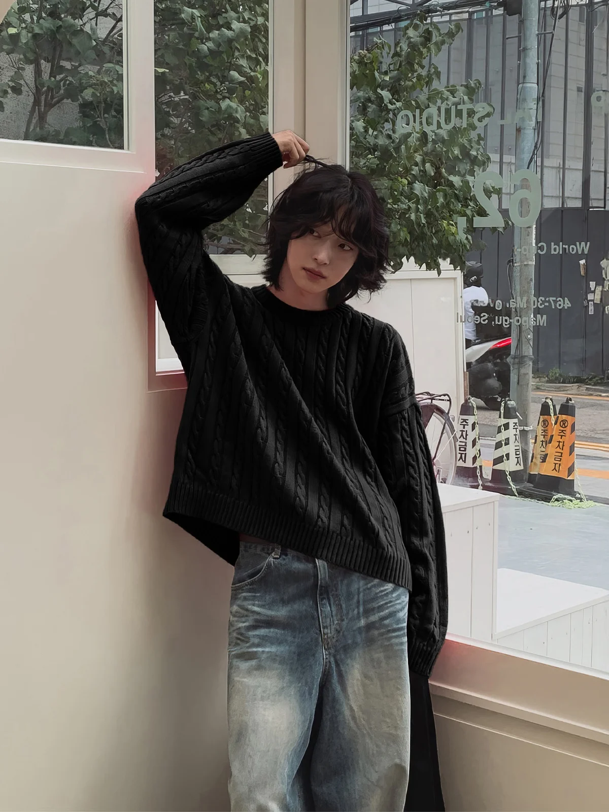 

Loose Fit Men's Long Sve Knitted Sweater Casual round Ne Pullover Warm Base Layer Ci Walk Outdoor Daily Commute