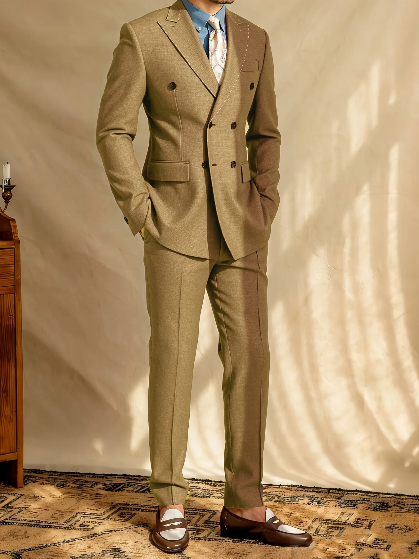 

Элитный однотонный деловой повседневный офисный костюм-двойка с двубортным пиджаком для жениха, свадьбы, вечеринки