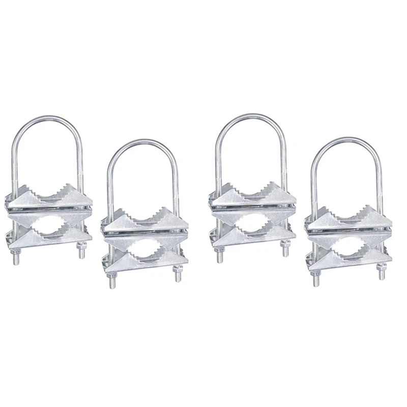 

Double Antenna Mast Clamp V-Jaw Bracket U Bolts Pipe Mounting Hardware 4 Sets For Yagi Wifi Antenna, TV Antenna