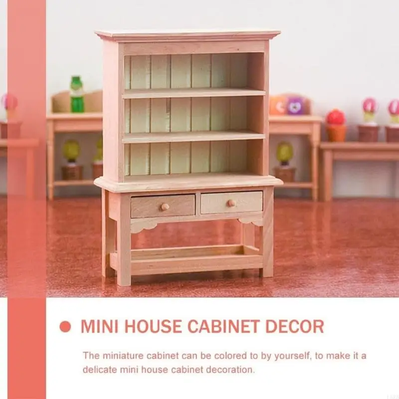 木製収納キャビネット1/12ドールハウス装飾的な本棚寝室の風景アクセサリープロジェクト家具置物l8rb