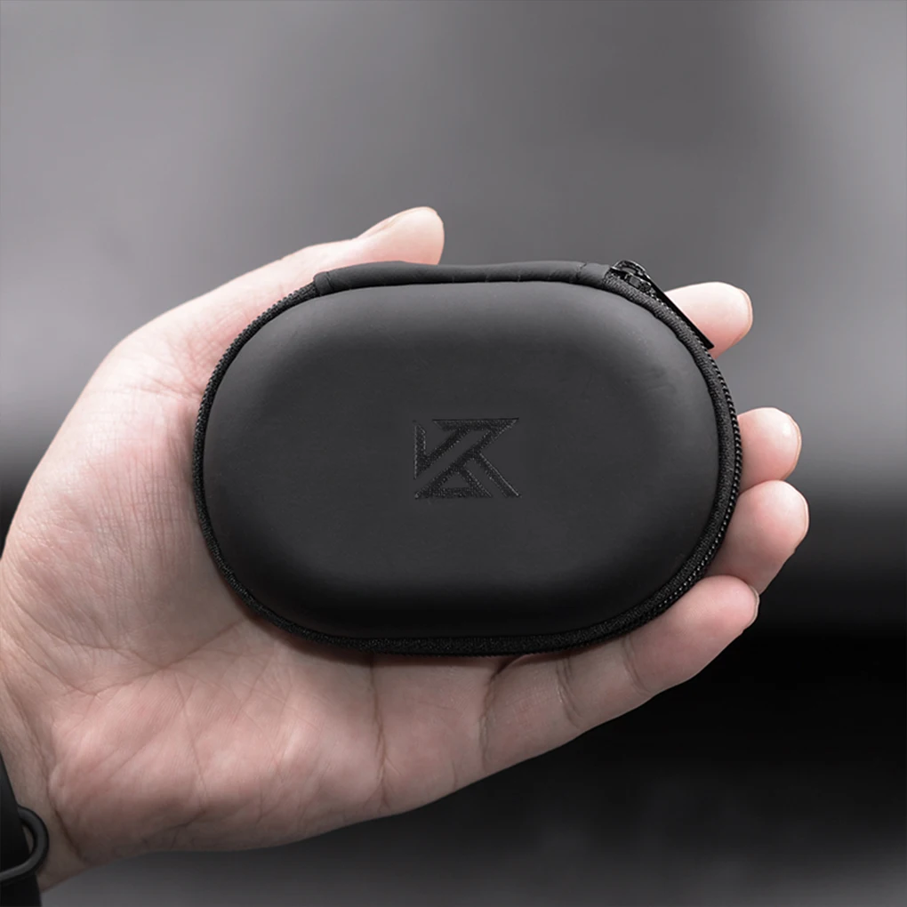 Portable KZ Earphones Case Oval Storage Bag Headphones PU Storage Box Black Hold Storage Box Portable Travel Dustproof Organizin