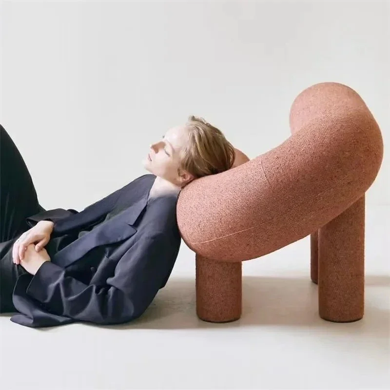 Designer casual single back chair living room single sofa chair special-shaped round tube chair