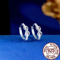 CWWZircons 925 Sterling Silver Fine Wedding Jewelry Infinity Love Zirconia Hoop Earrings for Women Ladies Anniversary Gift SE021