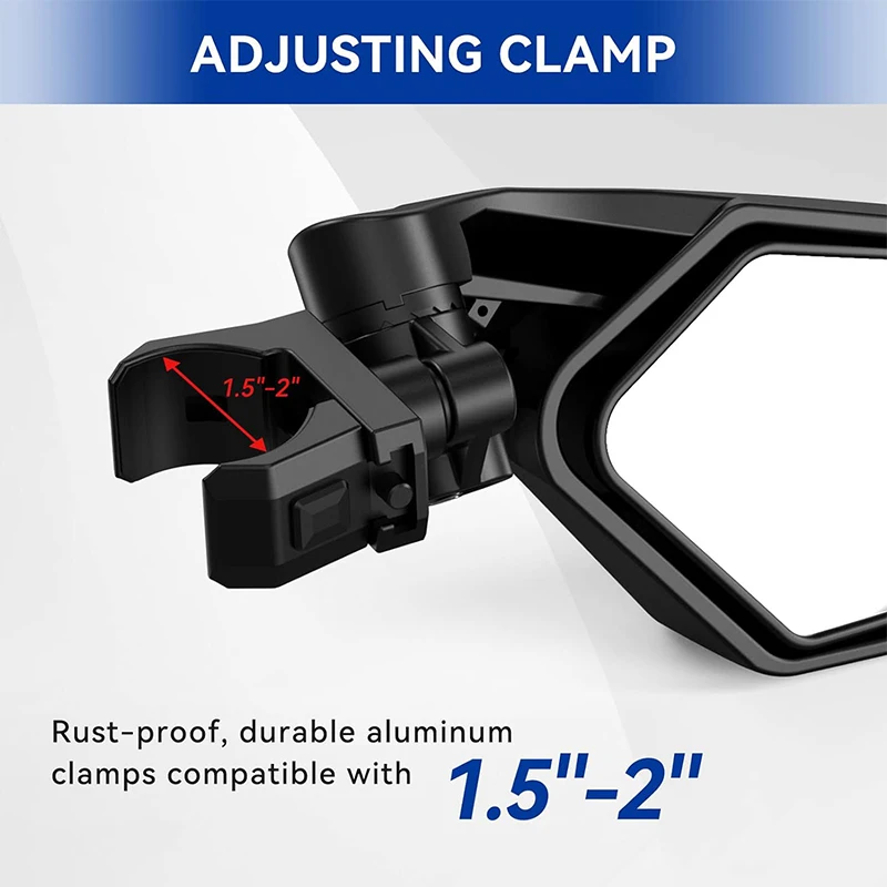 For Polaris RZR 1000 Can Am Maverick Kawasaki Mule Arctic Cat Adjustable UTV Side Mirrors for 1.5