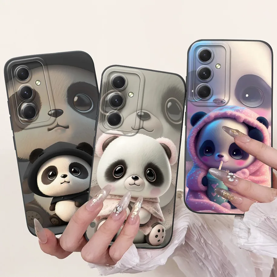 Silicone Case For Samsung Galaxy A34 A54 5G Cover Cute Panda Soft TPU Lens Protective Funda For Samsung A 34 SM-A346B A 54 Coque