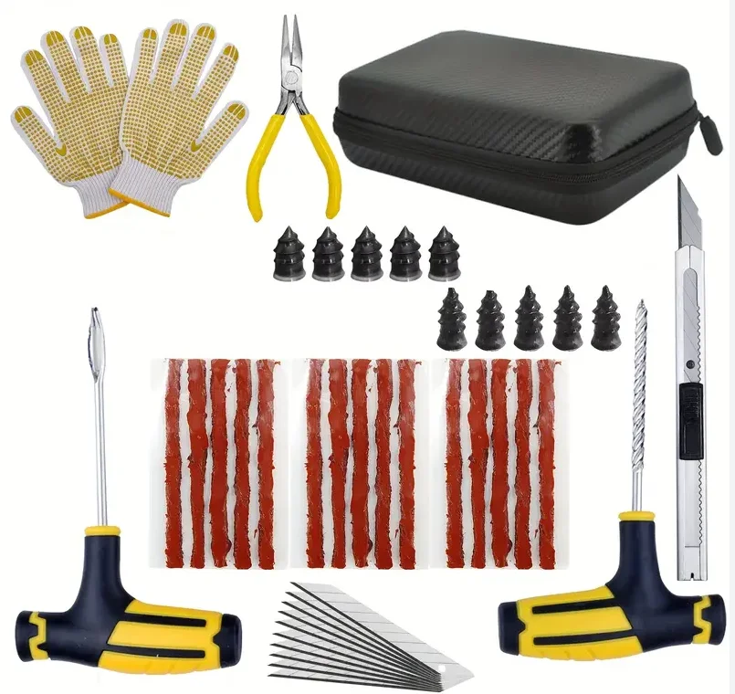 

1 Set Universal Tire Repair Kit, Fix Flat Tires for Cars, Trucks, Motorcycles, Bikes & Inflatable Boats Portable & Complete Patc