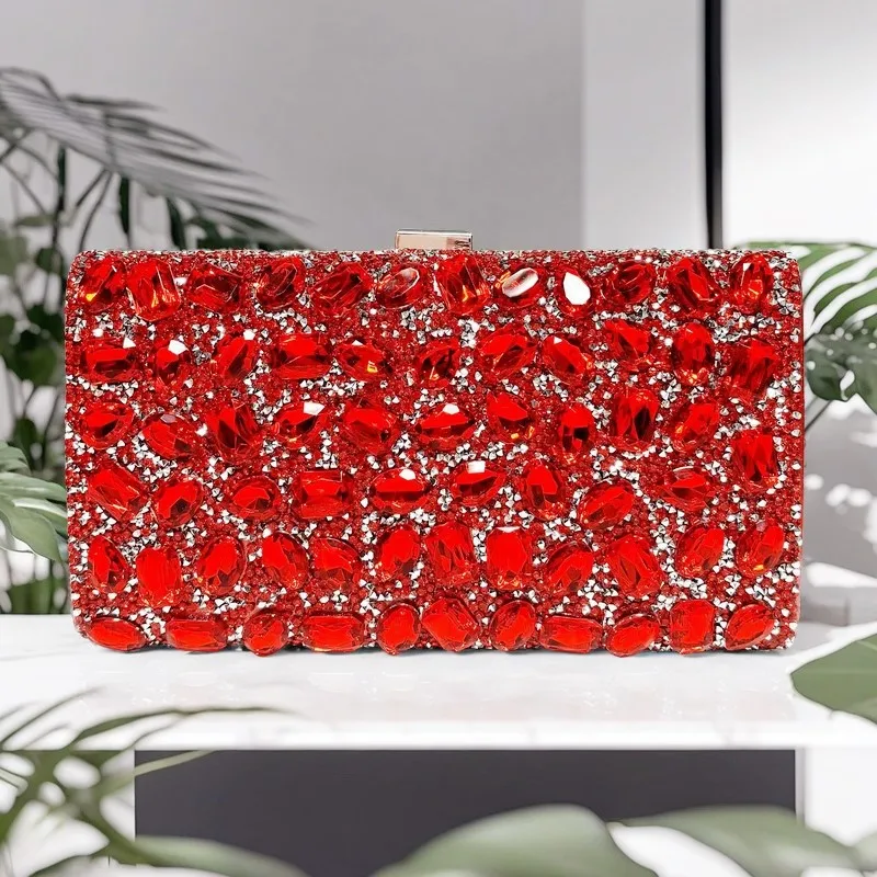 

Gold Metal Handle Fashion Women's Handbag Crystal Shiny Rhinestones Diamond Evening Bag Wedding Party Clutch Purse Shoulder Bag