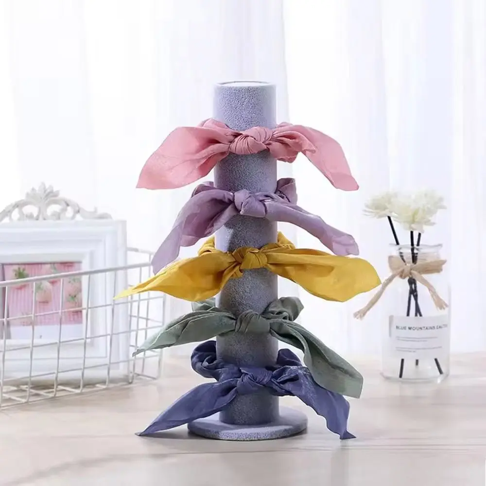 Cavalete de joias de veludo/tecido, formato cilíndrico, pulseira multifuncional, organizador de corrente de relógio, suporte de corda de cabeça