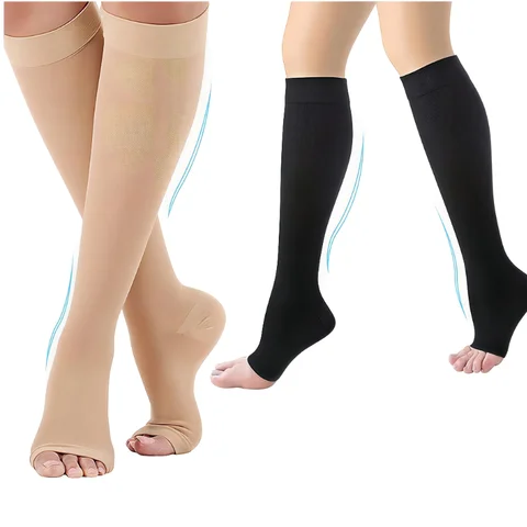 Compression Socks Medical Prevent Varicose Veins Toeless Support Hose For Women Men Calf Stockings Shaping Graduated Pressure