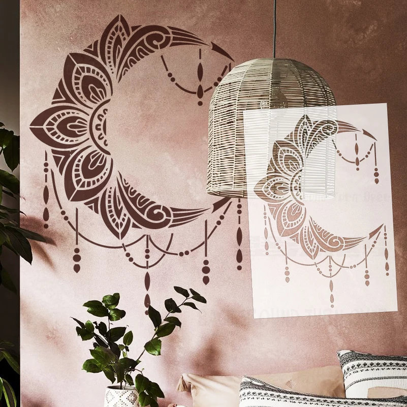 57cm - 114cm Wall Stencil For Painting Decorative Putty Target Template Furniture Makers Moon Ramadan Kareem Eid Mubarak S366