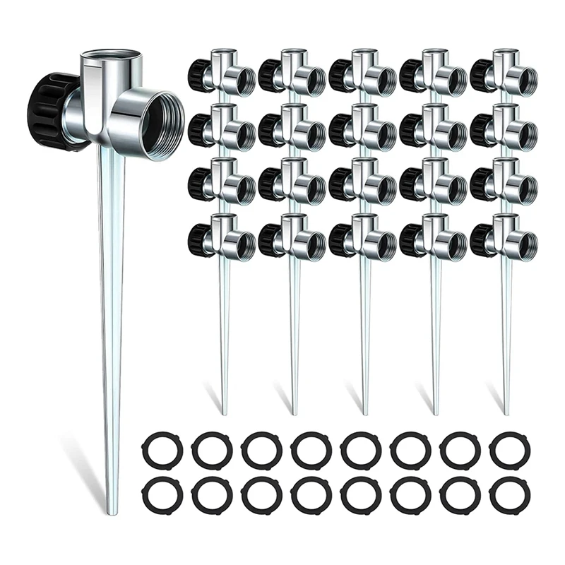 

30 Pack 1/2 Inch Sprinkler Spike Base Zinc Flow Thru Lawn Watering Sprinkler For Lawn And Garden Sprinklers