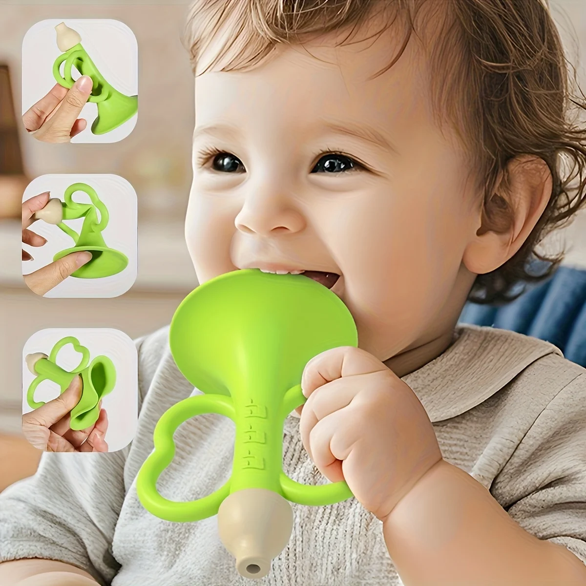 Corne de dentition pour bébé, jouet sensoriel pour dents de bébé, jouet de dentition doux, apaisant les gencives de votre bébé à travers plusieurs points sensoriels