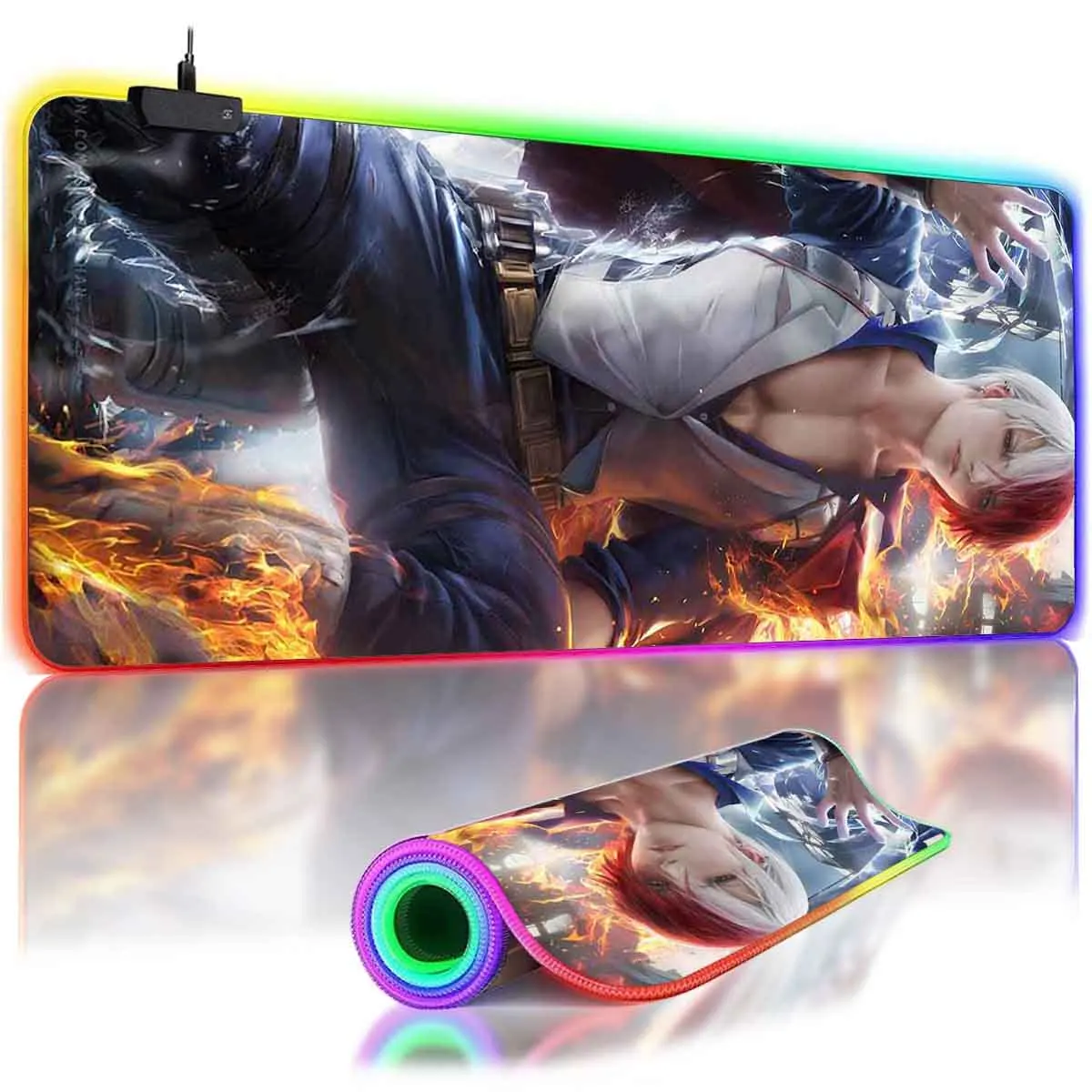

Аниме My H_Hero Academia Todoroki Shouto RGB коврик для мыши с подсветкой светодиодный коврик для мыши Overwatch нескользящий коврик для мыши геймерская клавиатура коврик для мыши