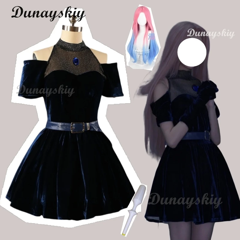 

Anime Mizi Cosplay Costume Wig Prop Women Halloween Party Carnival Roleplay Costume Pink Blue Gradient Hair Customized