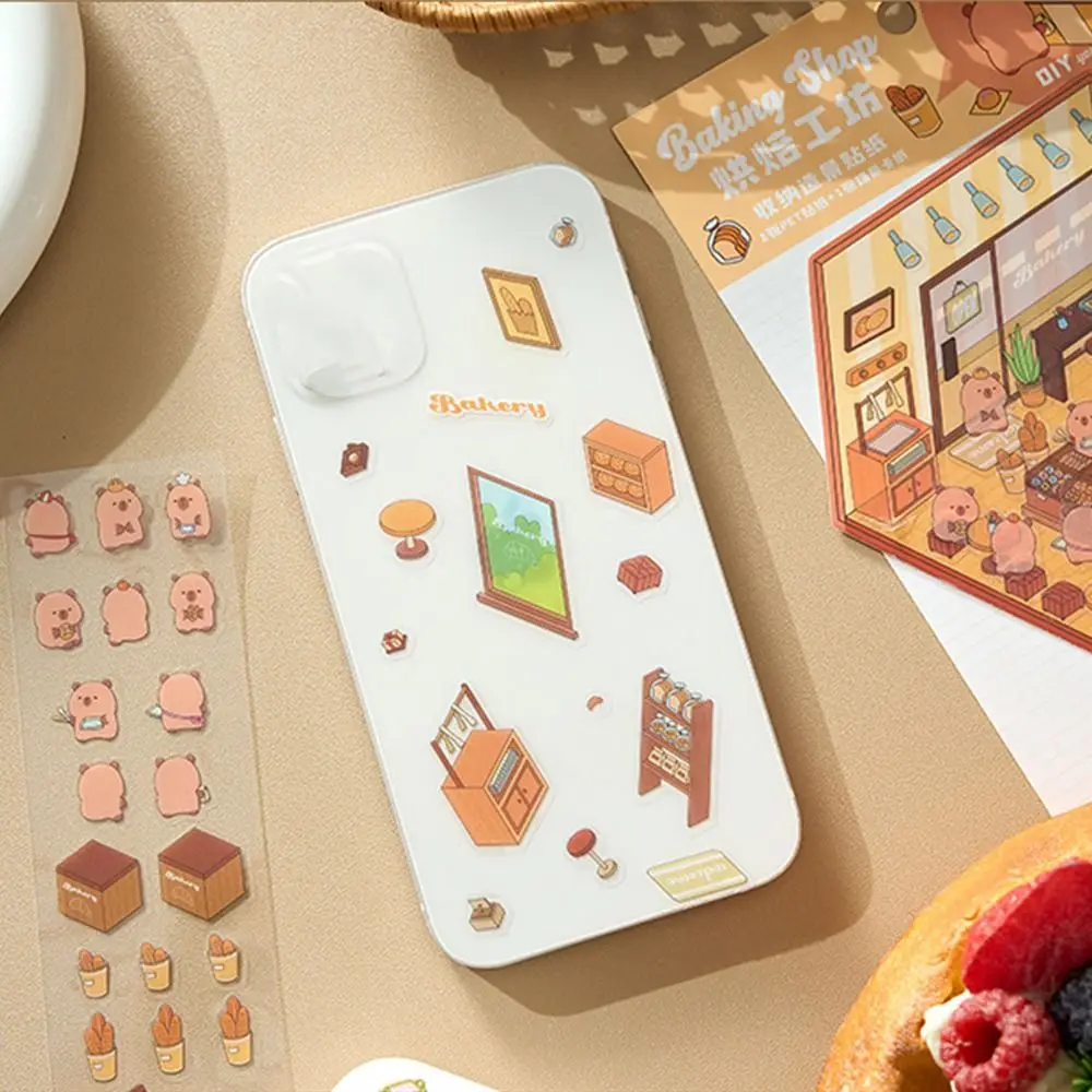 Gifts Capybara Miniature Scene 3D Stickers DIY 3D Visual Stacking Sticker Landscaping Stickers