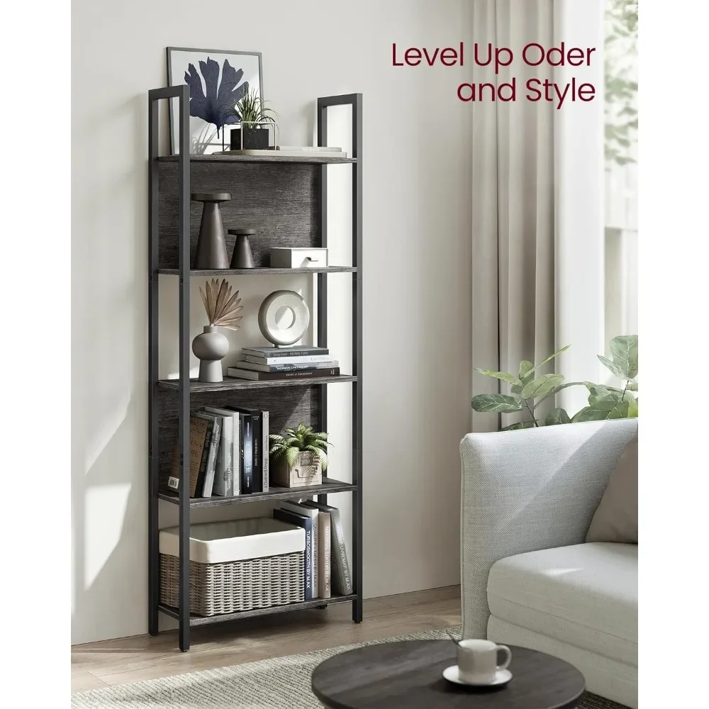 

Book case5 Tiers Bookshelf, Classically Tall Bookcase Shelf,Book Rack,Modern Holder in /Living Room,Storage Shelves for Books