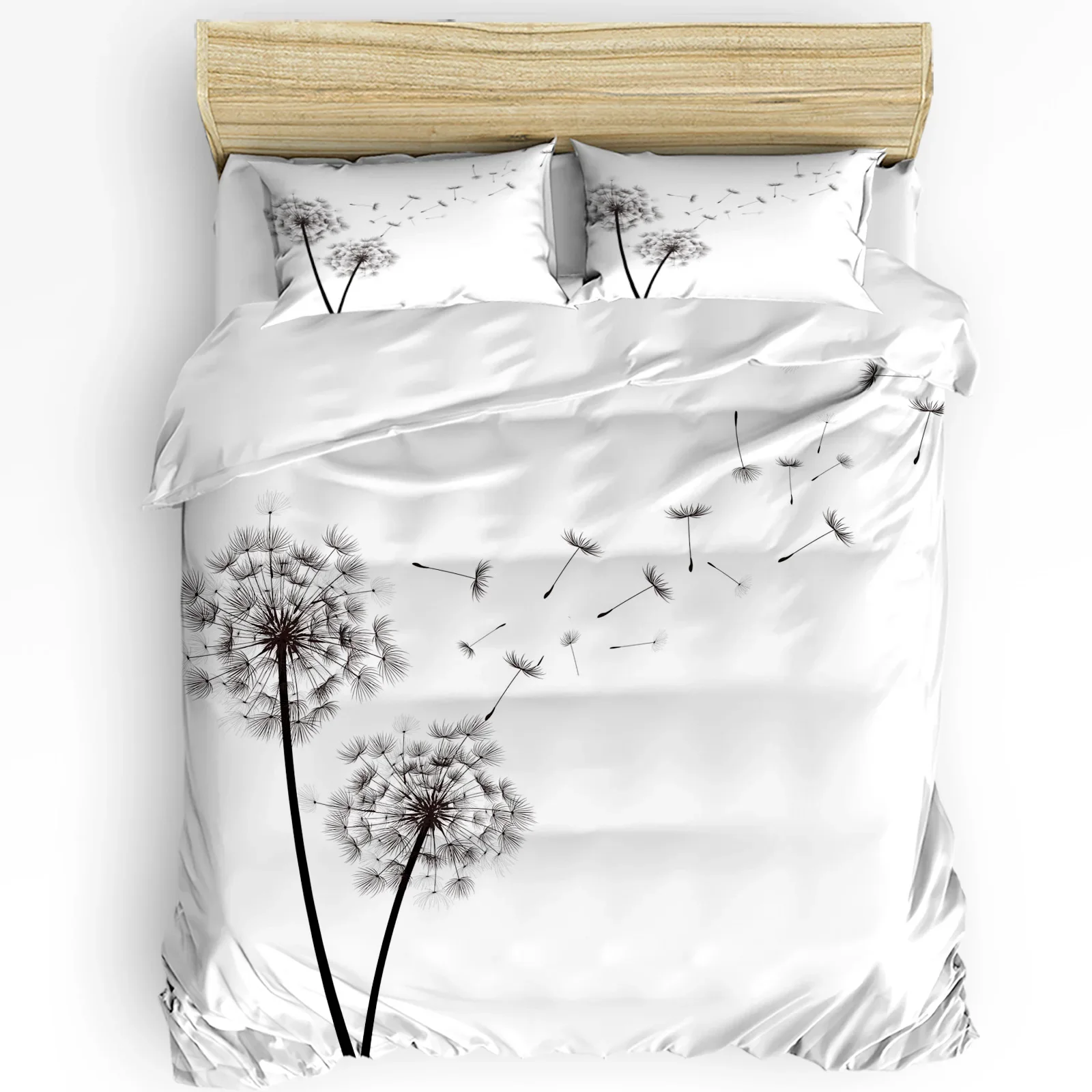 Black And White Dandelion Plant Duvet Cover 3pcs Bedding Set Home Textile Quilt Cover Pillowcases Bedroom Bedding Set No Sheet