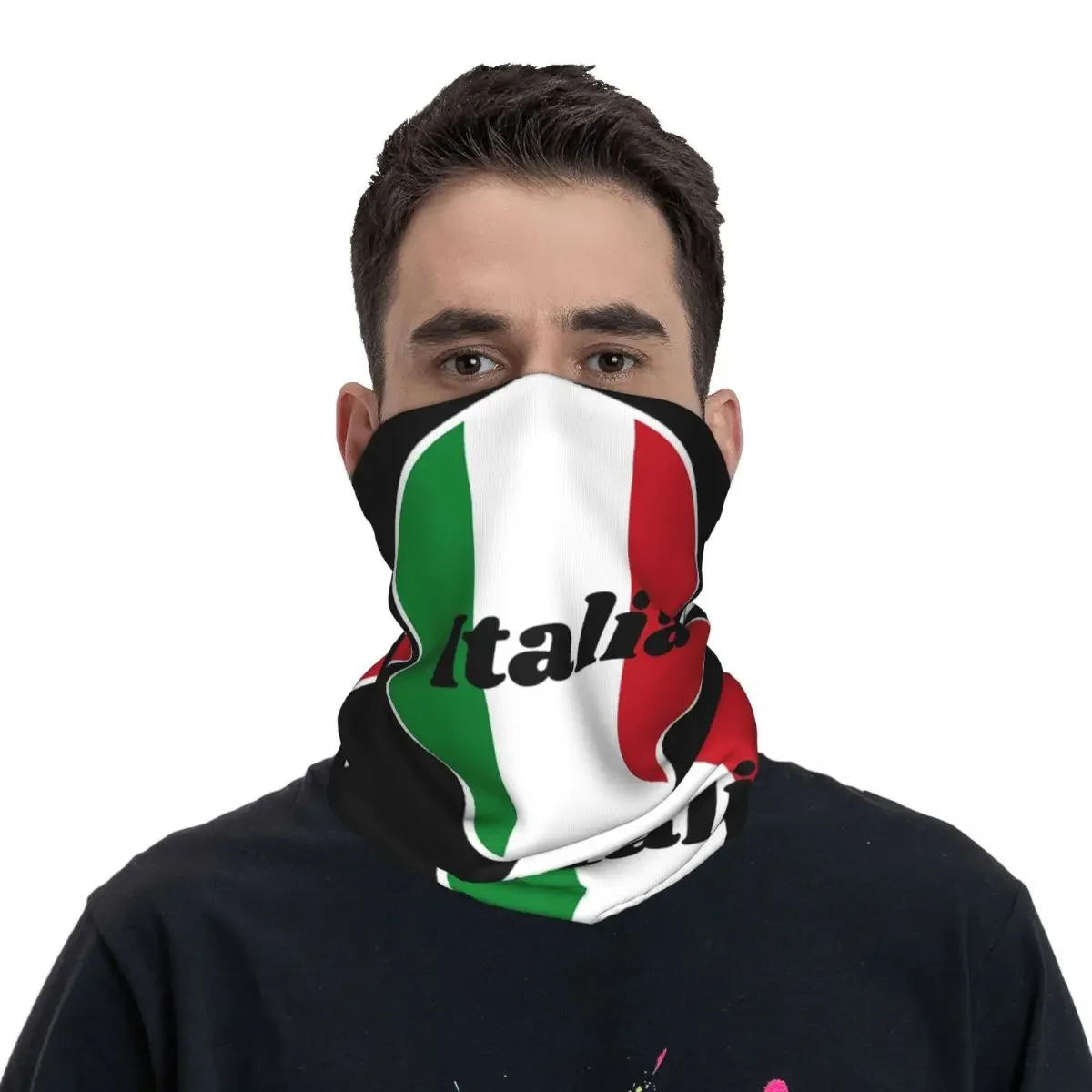 Lenço lavável estampado para homens e mulheres, lenço com bandana, lenço multiúso, mapa da bandeira italiana da Itália, cachecol retrô para caminhadas