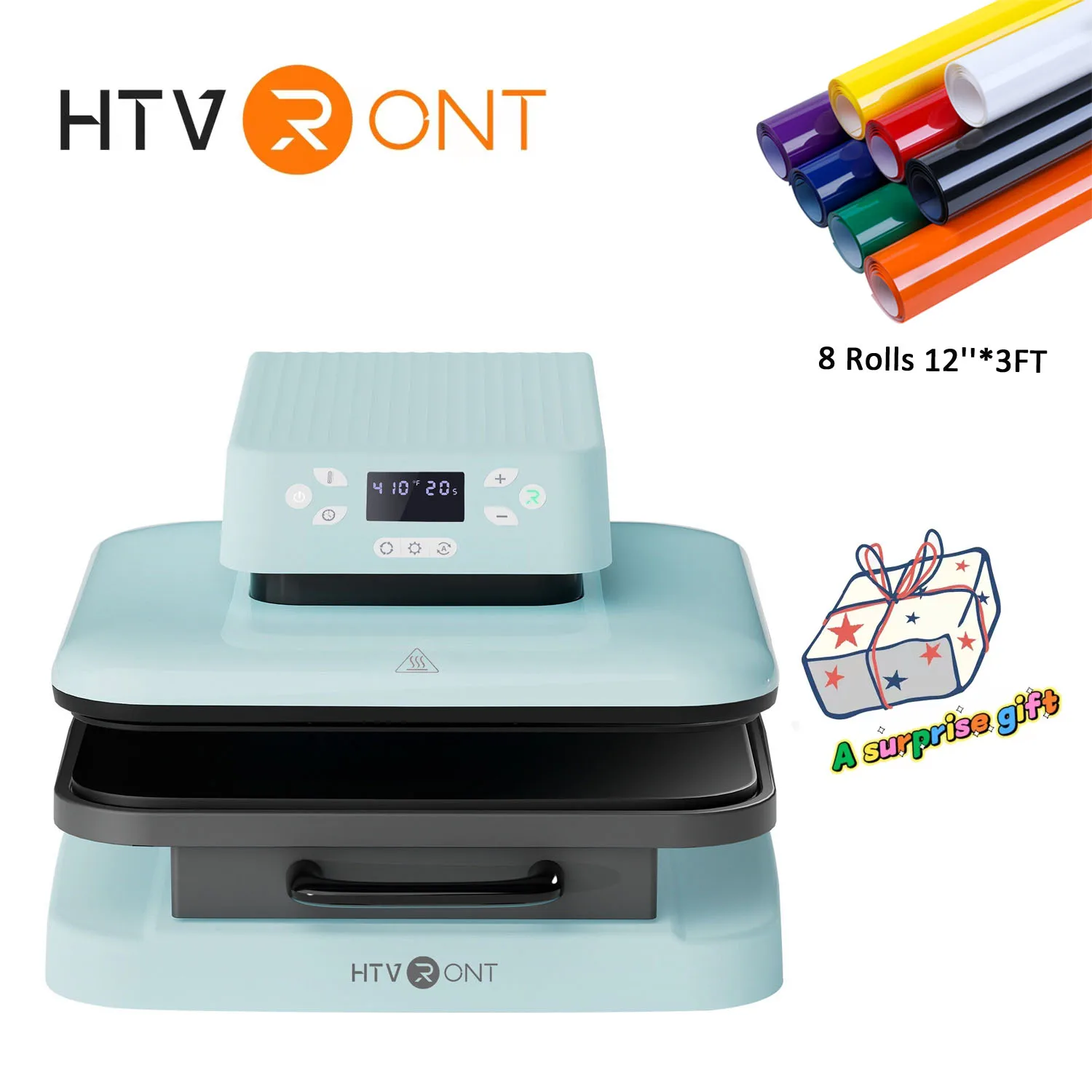 

HTVRONT 1500w 15x15in Auto Heat Press Machine Automatic DIY Iron On Sublimation Press for T-shirt Cricut+8pc 3ft HTV Vinyl Gifts