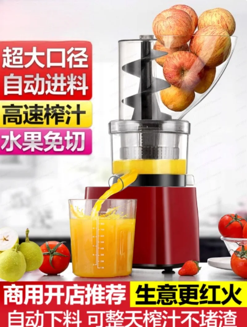 300W Heavy Duty Food Grade Desktop Big Mouth Feed Chute Fruit Slow Juicer Commercial Kitchen Cold Juicer