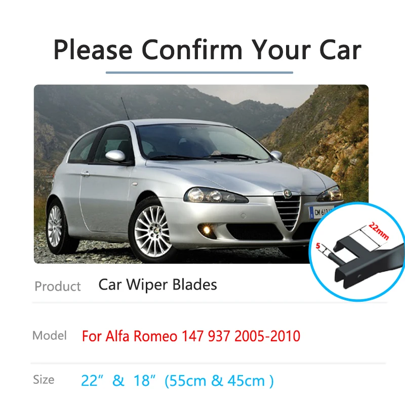 For Alfa Romeo 147 937 2005 2006 2007 2008 2009 2010 Winter Front Rear Set Wipers Blades Rubber Strip Refill Replacement Parts