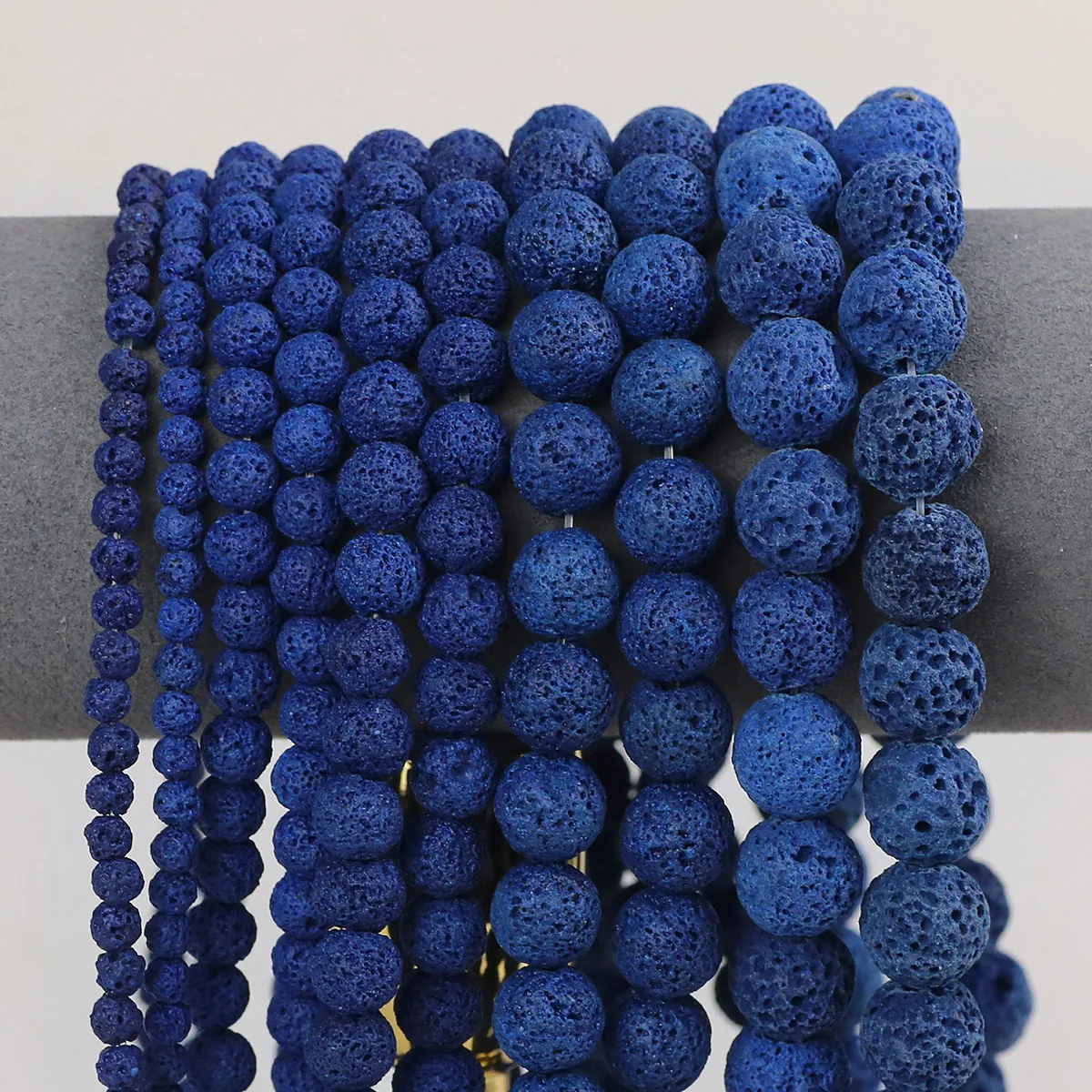 Natural Round Navy Blue Lava Stone Beads Loose Spacer Beads For Jewelry Making DIY Bracelets Necklaces Accessories 4/6/8/10/12mm