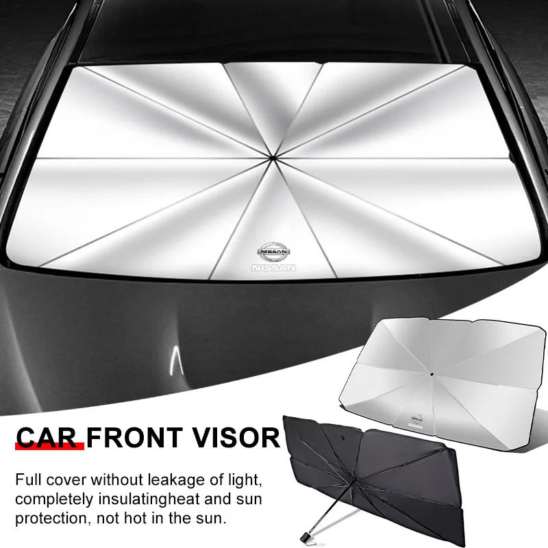 Car windshield Sunshade Umbrella Protector Parasol Foldable Emblem For Nissan Nismo GTR Tiida X Trail T30 T32 Wheel Center Caps