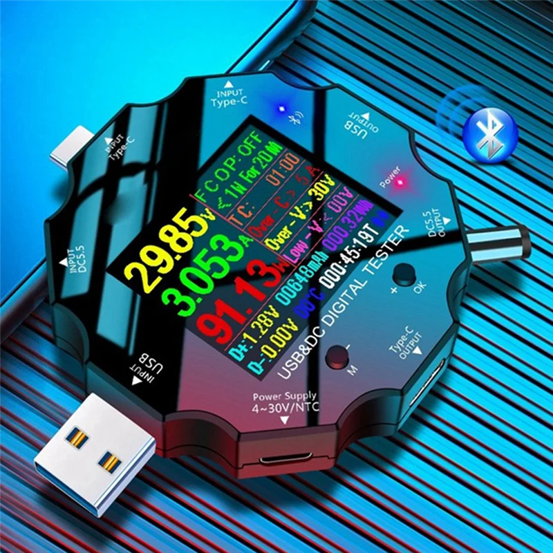 RISE-Wifi Tuya جهاز اختبار الشحن السريع Type-C PD شاحن الهاتف المحمول تستر الجهد الرقمي مقياس التيار الكهربائي الجهد واختبار التيار