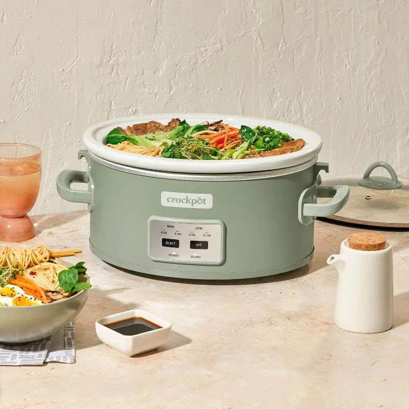 Crock-Pot Mijoteuse programmable Moonshine Green, Cuisson et transport, One Touch, 6qt