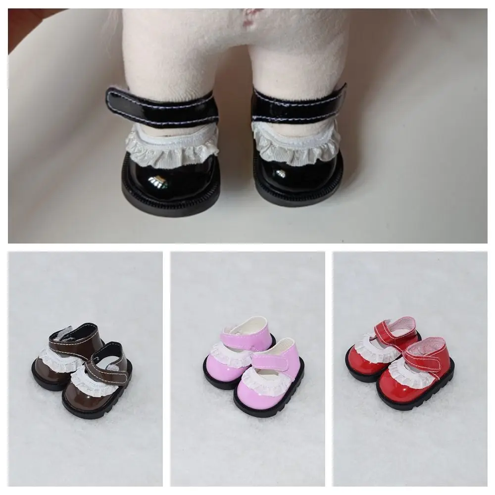 Mini Shoes Baby Shoes 20cm Cotton Doll Lace Leather Shoes Adhesive Shoes Toy Doll Replacement Dressing Doll Shoes Toy