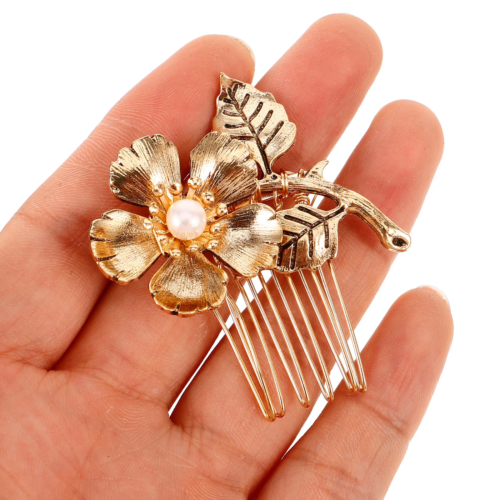 

2Pcs Vintage Hair Comb Zinc Alloy Flower Design Side Hair Combs for Women Formal Wear Wedding Tea Party Aesthetic Jewelry
