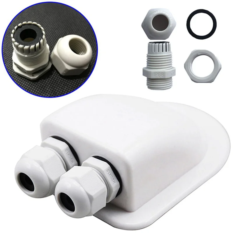 

5X Double Wire Entry Gland Box Solar Panel Roof Wire Entry Gland Box Cable Motorhome Double Hole RV Yacht