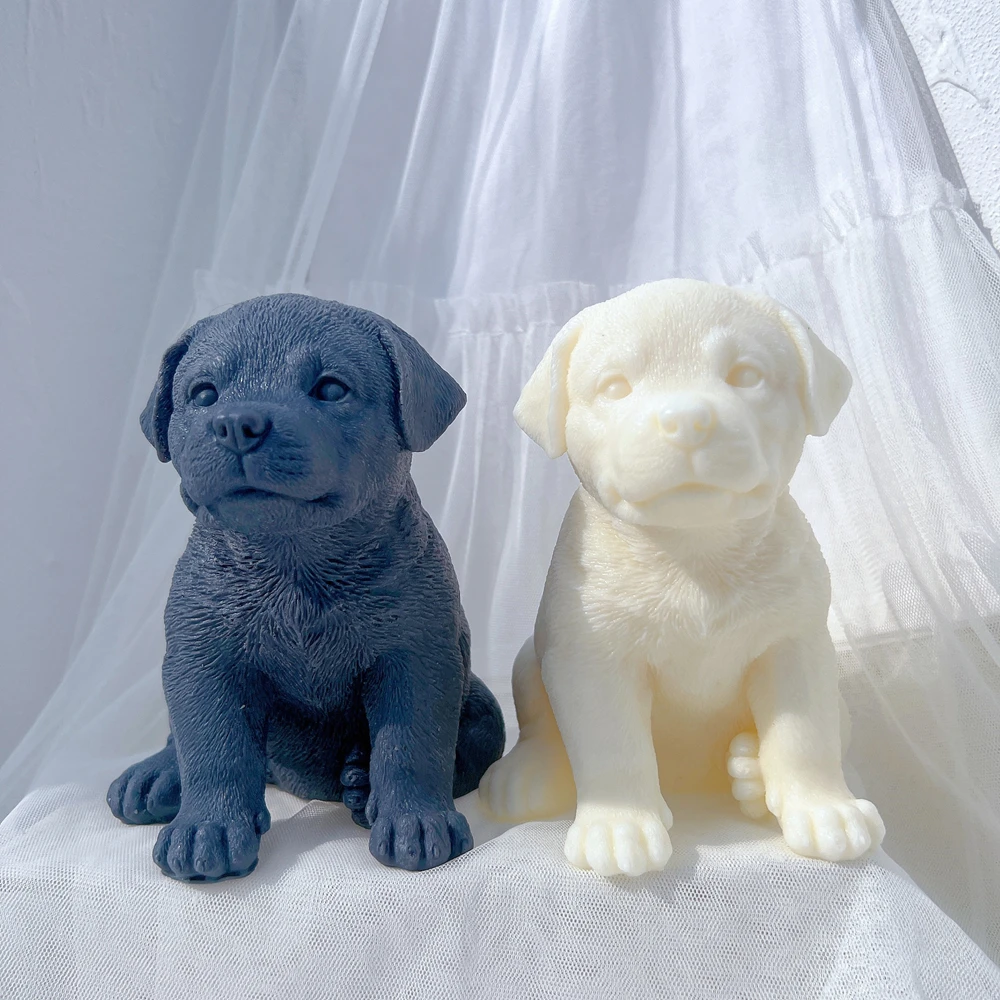 Imagem -02 - Silicone Rottweiler Dog Candle Mold Filhotes de Animais Molde de Cera de Soja Home Decor Dog Lover