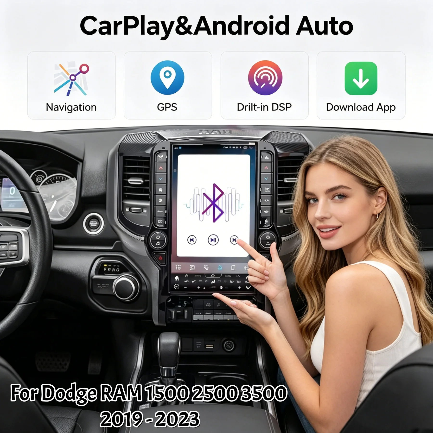 

13.6 Inch Android Car Radio For Dodge Ram 2019-2023 Carplay GPS Navigation Multimedia Video Player Touch Screen Head Unit