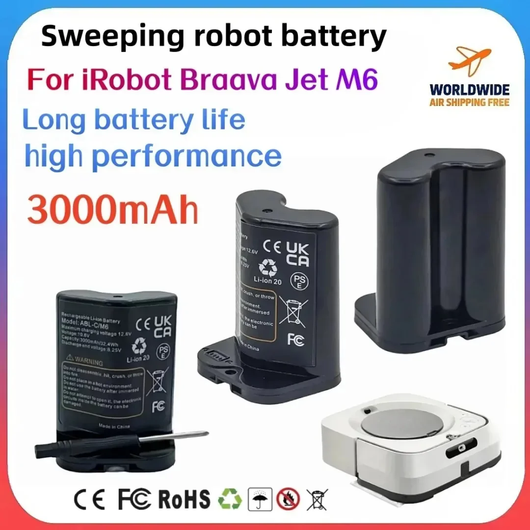 

For IRobot Braava Jet M6 10.8V 3000mAh rechargeable lithium-ion battery perfectly compatible with ABL-C/M6, factory direct sales