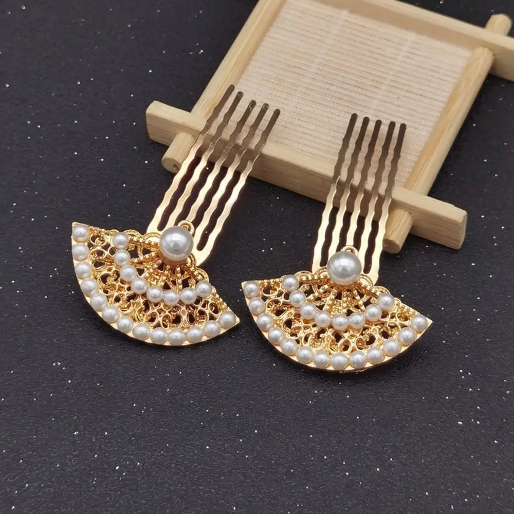 Pearl Hair Comb Tassels Ancient Headwear Ancient Style Hairpin Fan Shape Hairpin Hanfu Hair Sticks Chinese Style Headwear