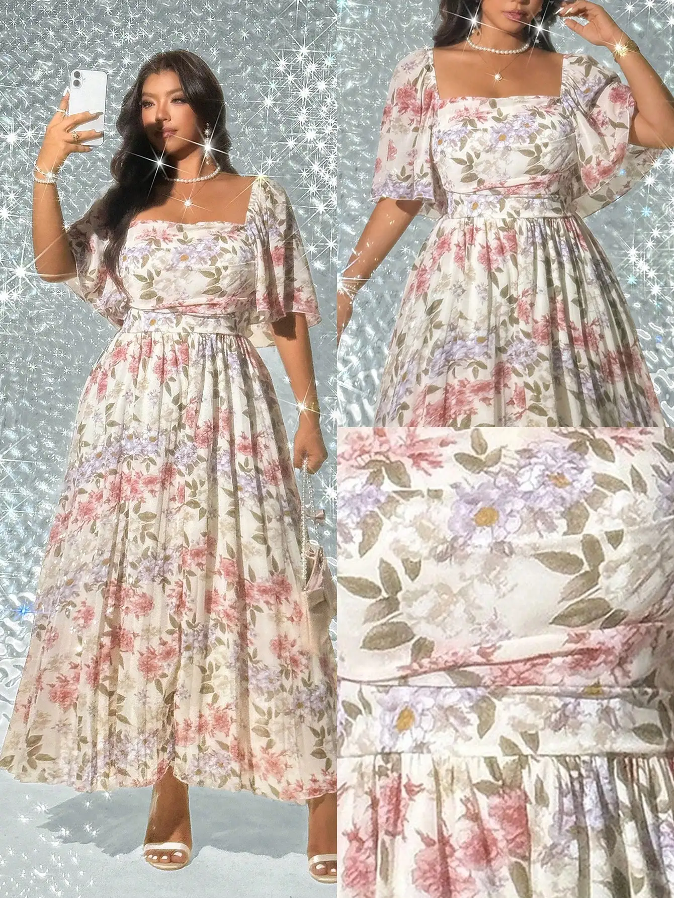 

Элегантное платье макси с цветочным принтом и плиссировкой для женщин, летнее платье для вечеринок в саду в стиле бохо