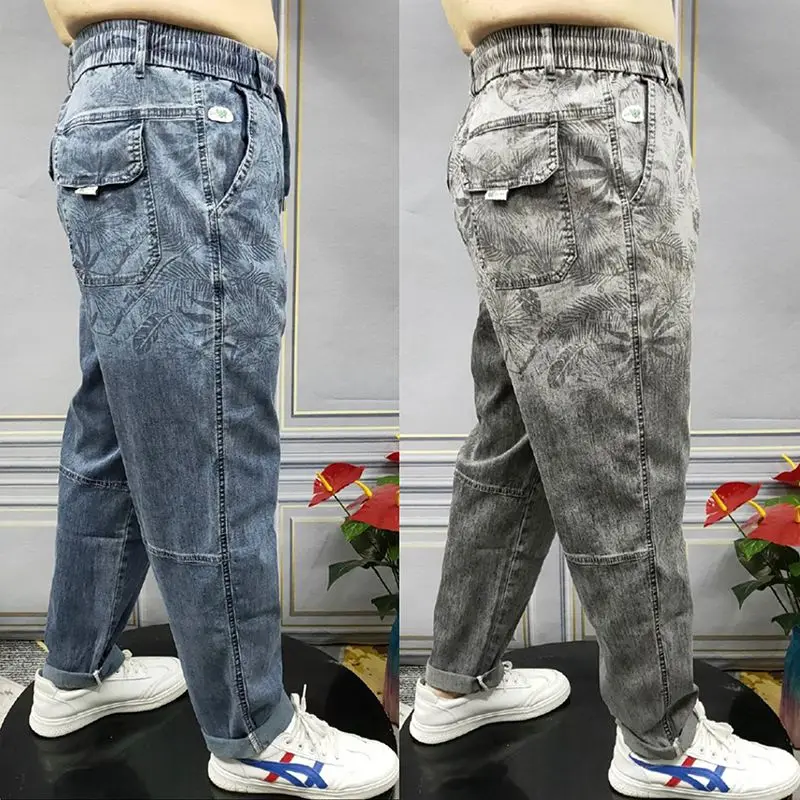 Pantalones vaqueros de diseño Vintage para Hombre, Jeans ajustados elásticos lavados, ropa informal de diseñador, primavera y otoño