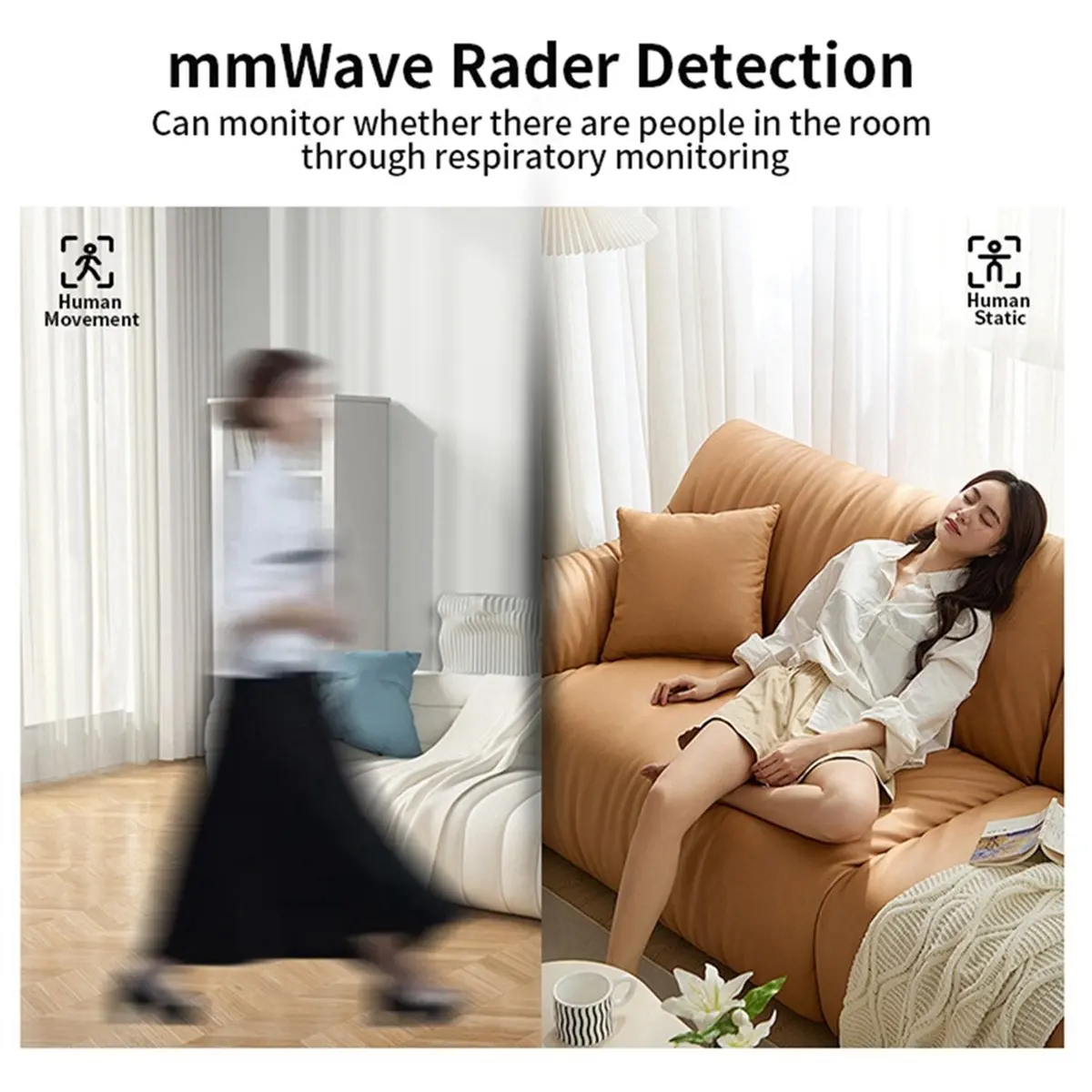 fine Human Presence Detector Tuya Sensor Home Ultra Low Power Millimeter Wave Radar Breathing Motion Detection WiFi