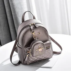 TRAVEASY 2024 Fashion Rivet Mini Backpack Summer Girls School Backpack Korean PU Leather Solid Color Ladies Party Shopping Bags