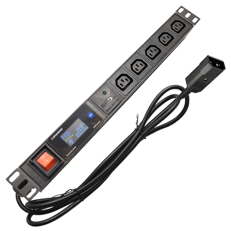 

IEC C13 outlets pdu power strip digital electricity meter surge protector 5 ways C13 socket for Network cabinet mount