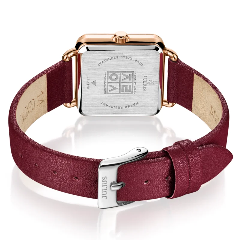 Julius Wine Red Square Retro Designer Watch Original Top Quality Fashion Women Dress Whatch JA-1123