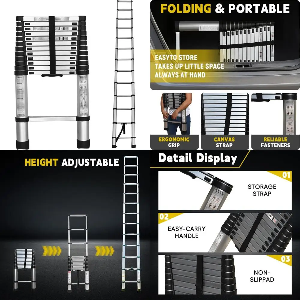 

Алюминиевая телескопическая лестница — легкая складная, грузоподъемность 330 фунтов, компактная выдвижная лестница для домашнего использования