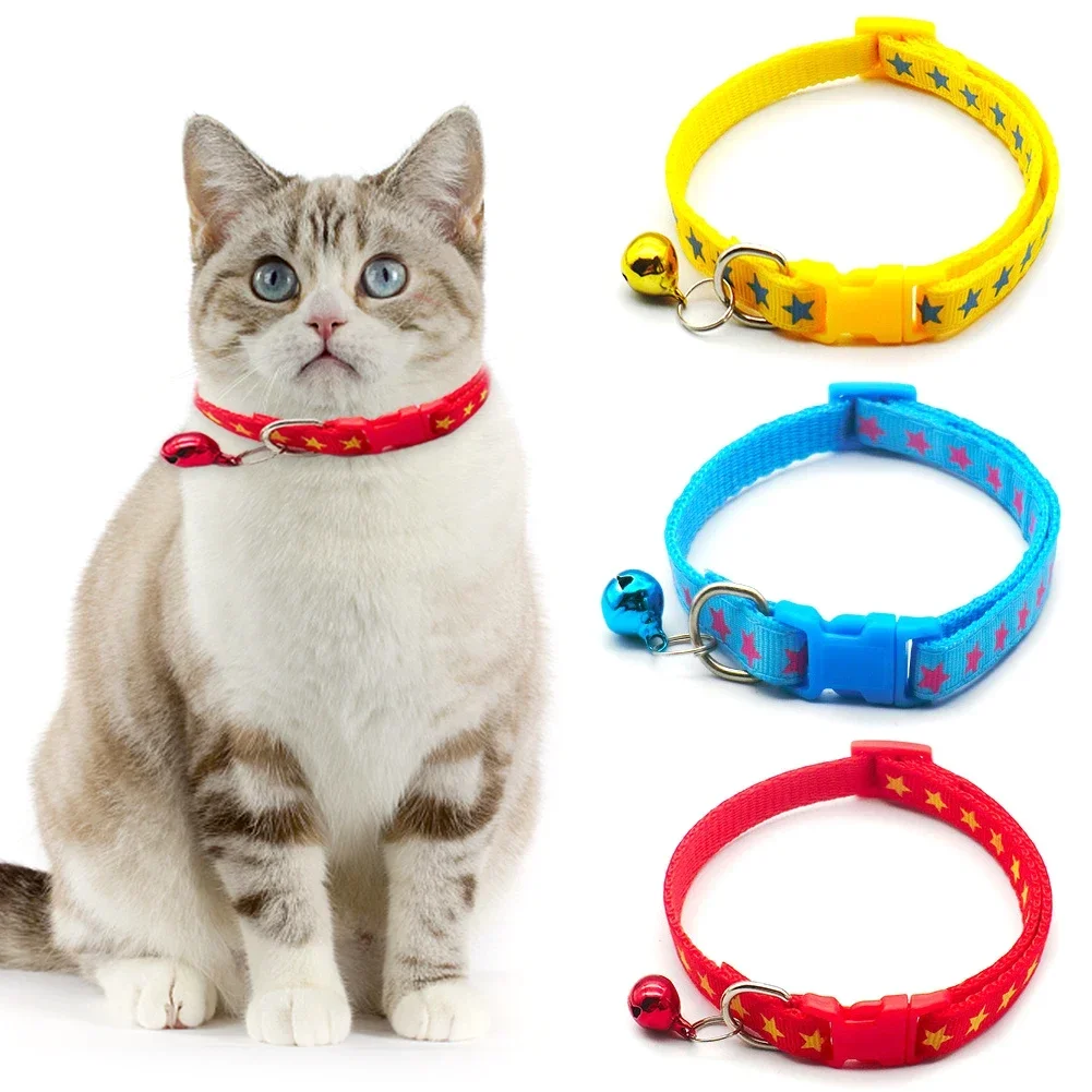 Fashion Pet Cats Collar Colorful Pattern Cute Bell Adjustable Collars For Cats Kitten DIY Ring Necklace Pet Accessories